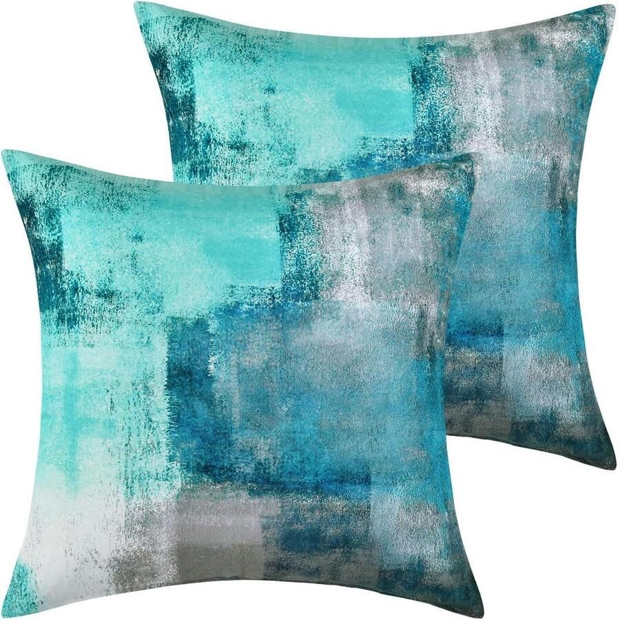 Allecto Plus Set van 2 kussenhoezen 40 x 40 cm Zacht decoratief en abstract Geschikt voor bank en slaapkamer