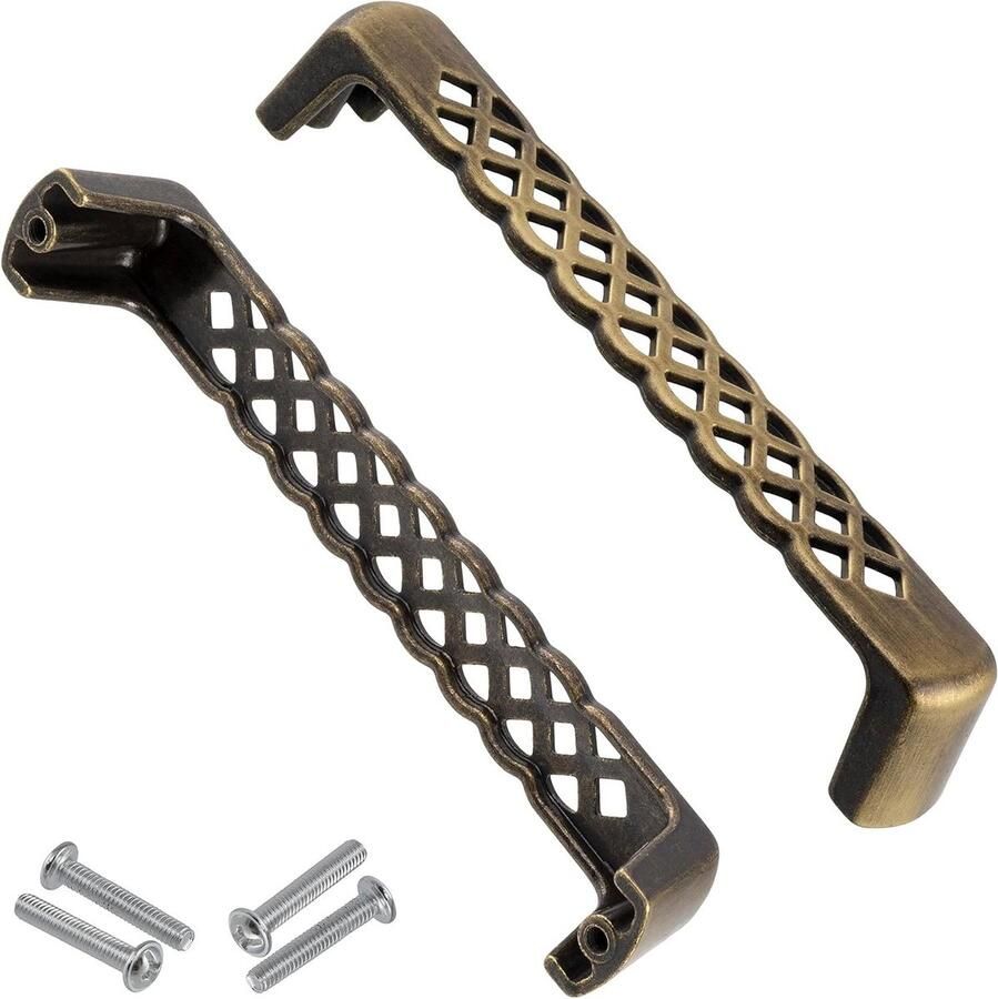 Allecto plus Set van 2 meubelgrepen vintage-stijl asafstand 128 mm decoratief voor deurkast wandkast lade metaal oud goud keuken woonkamer montage