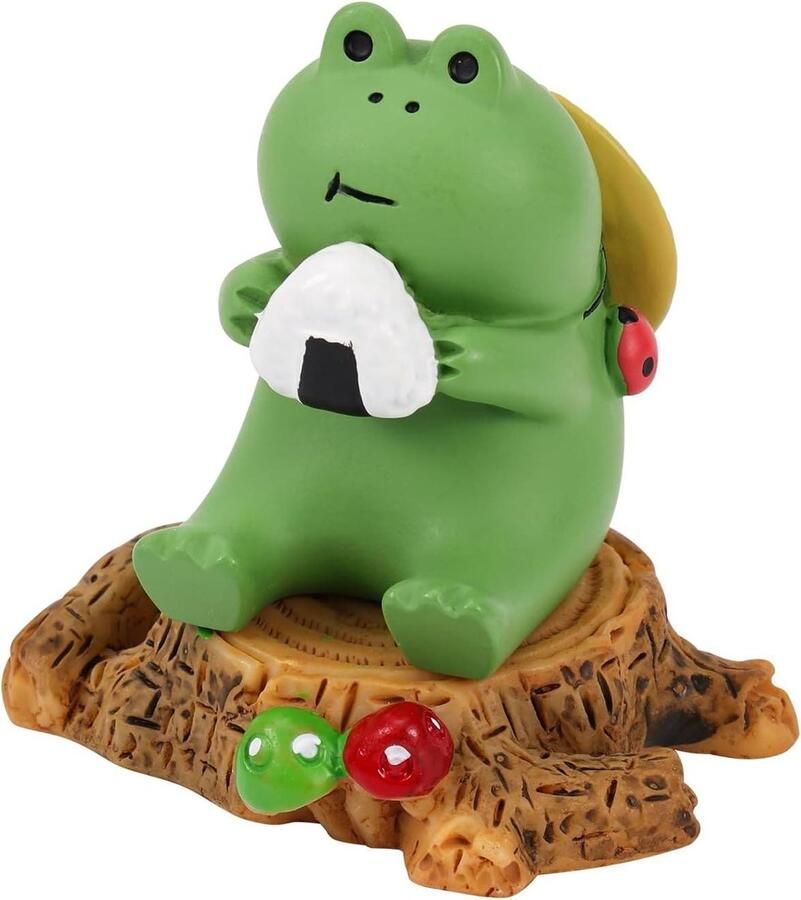 Allecto plus Set van 2 Miniatuur Kikkerbeeldjes voor Buiten en Binnen Grappig en Schattig Decoratief voor Bureau en Tuin Kikker Sculpturen als Verzamelobjecten Leuk Cadeau voor Kikkerliefhebbers