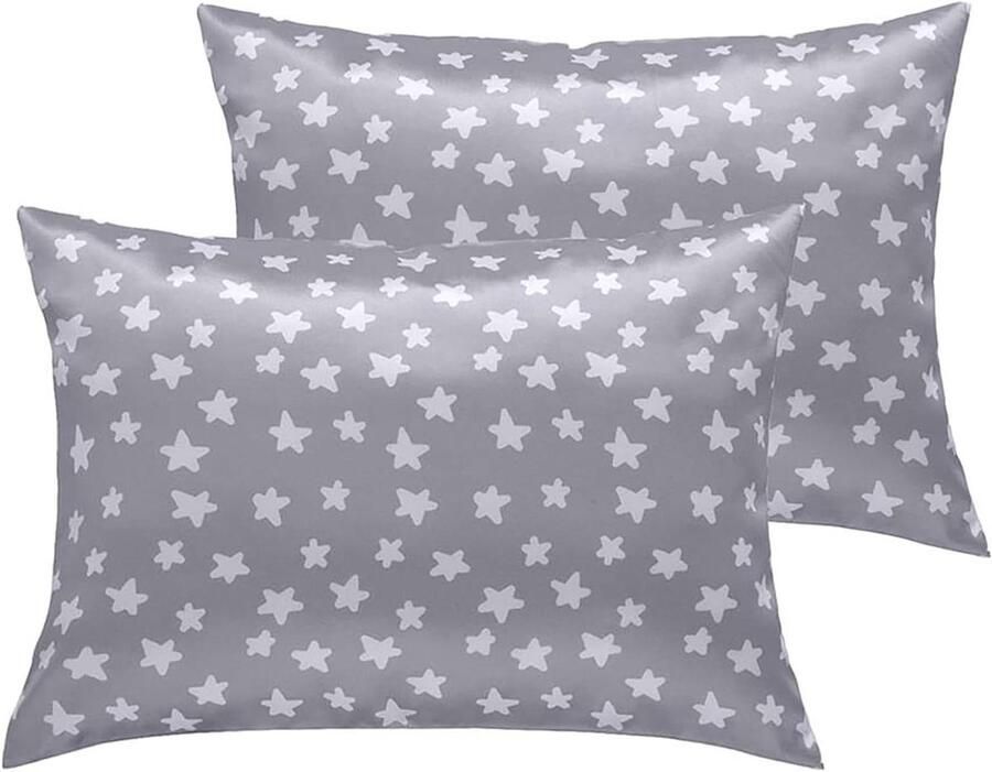 Allecto Plus Set van 2 Peuter Kussenslopen van Zijde Satijn 49 x 36 cm Voor Ledikant Bed Zachte Reizen Kussenslopen Jongens Meisjes Machine Wasbaar