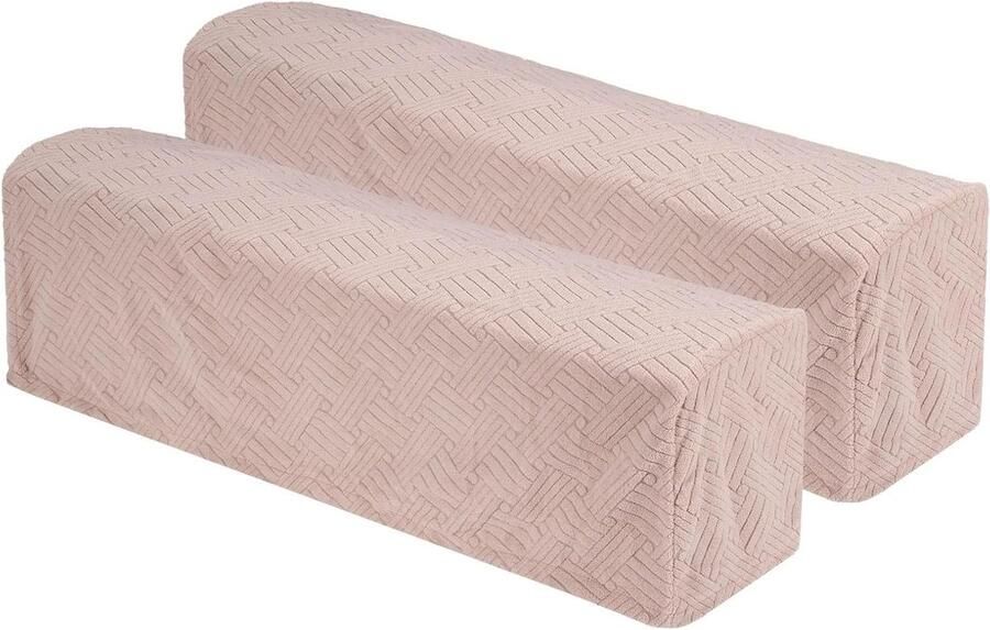 Allecto plus Set van 2 rekbare armleuninghoezen van keperstof zachte bankbescherming in roze Duurzaam en stijlvol
