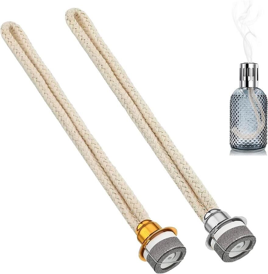 Allecto Plus Set van 2 reserve lonten voor katalytische lampen Geschikt voor olielampen Lengte 13 mm Zilvergoud Oliegeur brander accessoires Voor lampen van Berger
