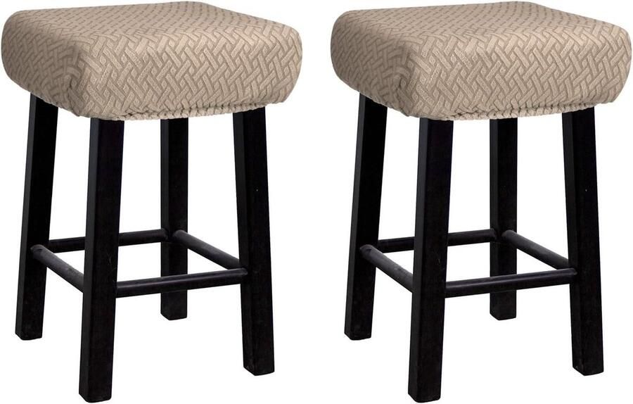 Allecto plus Set van 2 stoelhoezen voor rechthoekige barkrukken en zadelstoelen Kaki Geschikt voor hout en metaal Bescherming tegen stof en vuil