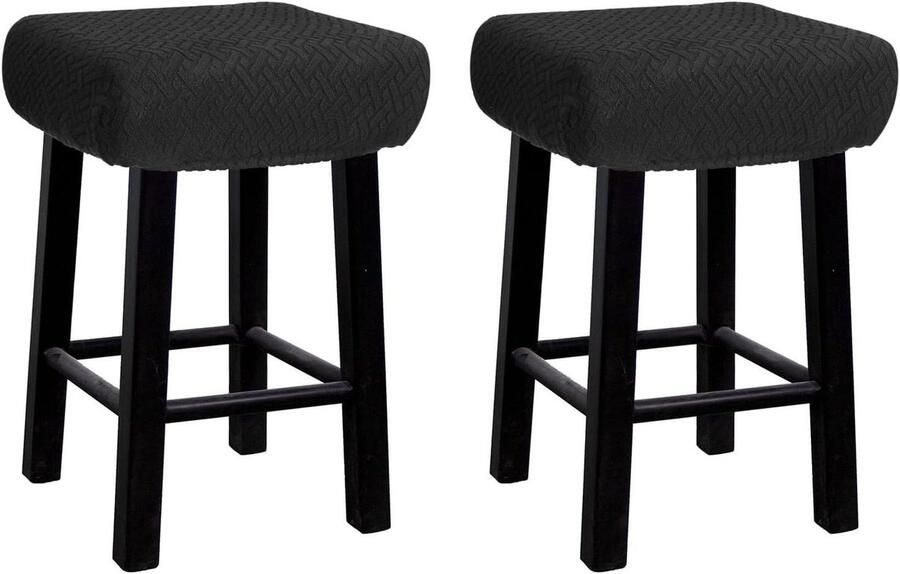 Allecto plus Set van 2 universele stoelhoezen voor houten en metalen stoelen zwart