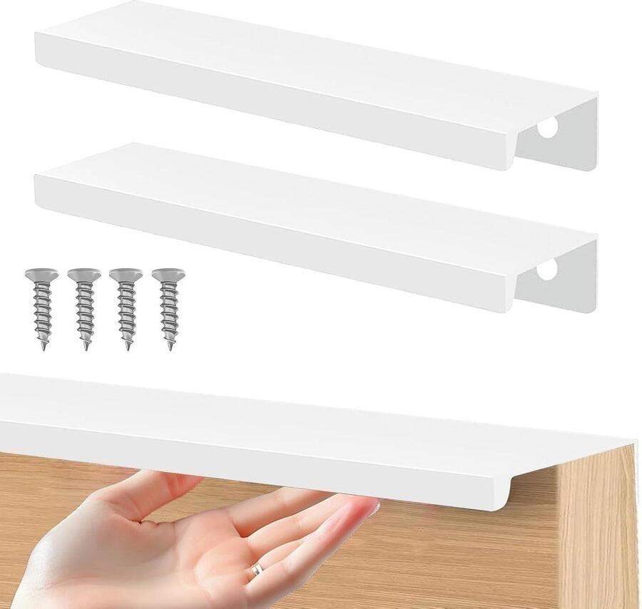 Allecto Plus Verborgen meubelgrepen 2 stuks 120 mm kastgrepen Wit Voor kledingkasten en laden