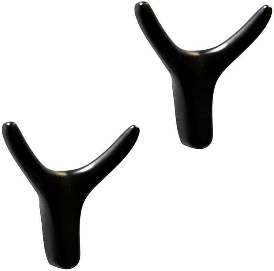Allecto Plus Set van 2 vintage metalen kledinghaken voor deur en wand Zwart Garderobe Slaapkamer Hotel