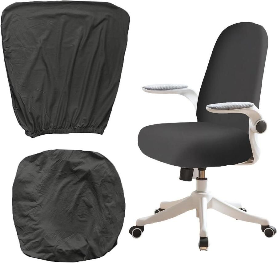 Allecto Plus Set van 2 wasbare elastische hoezen voor bureaustoelen Stoelbekleding voor gamingstoel kruk computerstoel Geschikt voor bureaudraaistoel Comfortabele stoelhoes Versier en bescherm jouw stoelen met deze hoezen