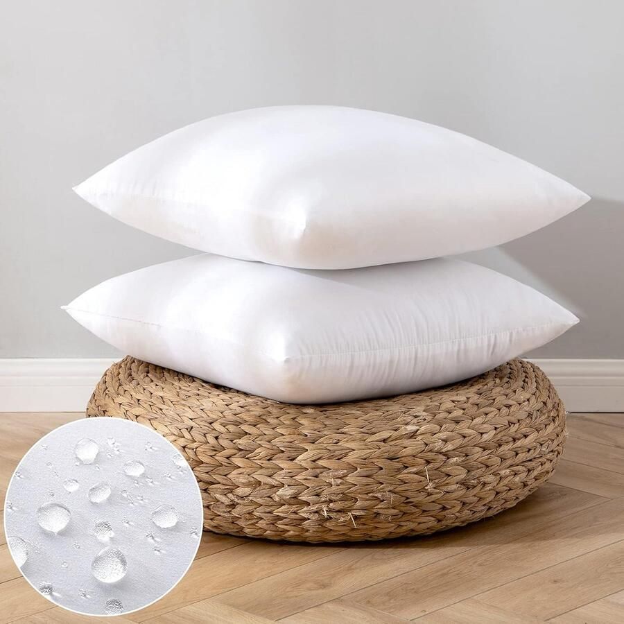 Allecto Plus Set van 2 waterbestendige kussens 45 x 45 cm voor buiten Weerbestendig Kussenvulling Binnenkussen Bankkussen Hoofdkussen Verenkussen Sierkussen Vulkussen Voor tuin woonkamer slaapkamer Bank