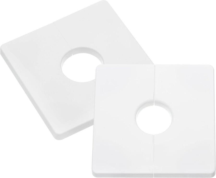 Allecto plus Set van 2 witte ABS-kunststof rozetplaten voor wandgemonteerde buisafdekking met 28 mm diameter