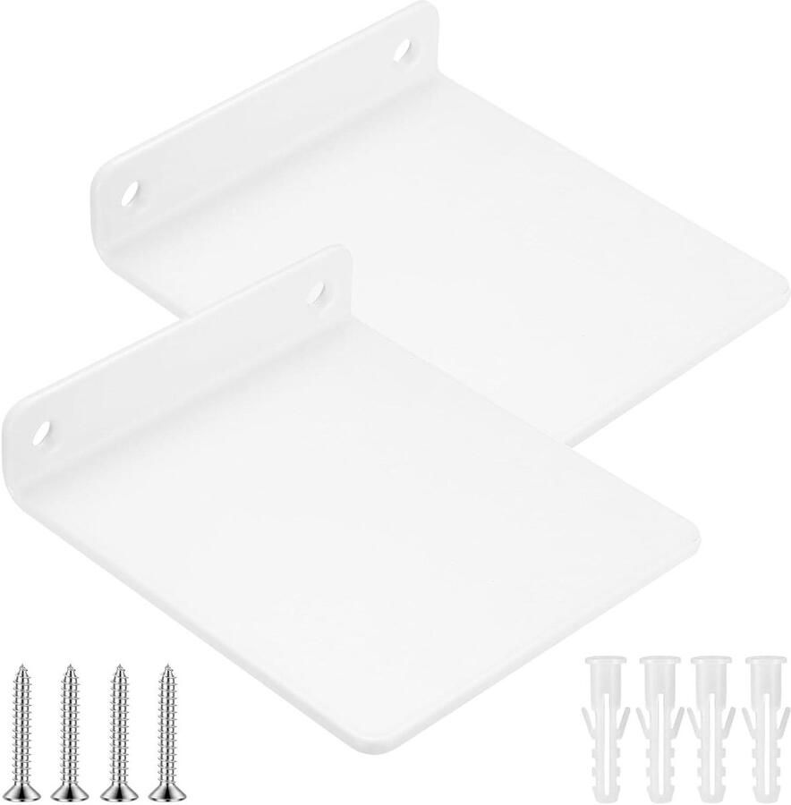 Allecto plus Set van 2 witte mini wandplanken voor kinderkamer en keuken Decoratieve zwevende planken voor boeken 11 x 10 x 2 3 cm