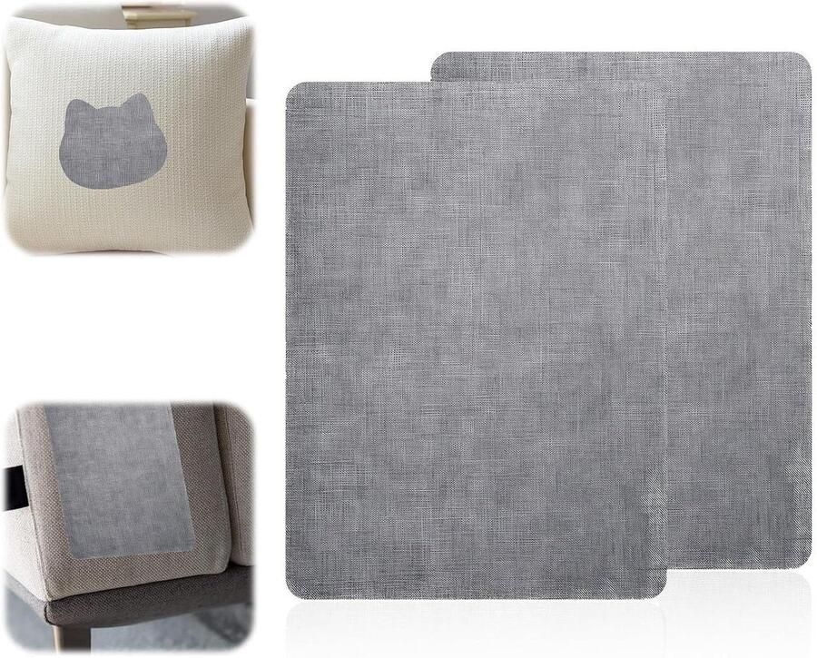 Allecto Plus Set van 2 zelfklevende stofpatches 20 x 28 cm Linnen stof reparatiepatches Textiel reparatie DIY projecten Grijs Banken Autostoelen Gordijnen