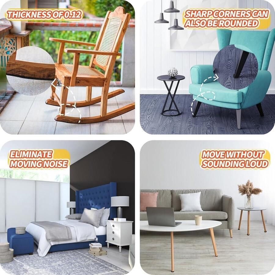 Allecto Plus Set van 2 zwarte antislip rubberen voetjes voor meubelen Beschermers voor kasten en apparaten Zelfklevend