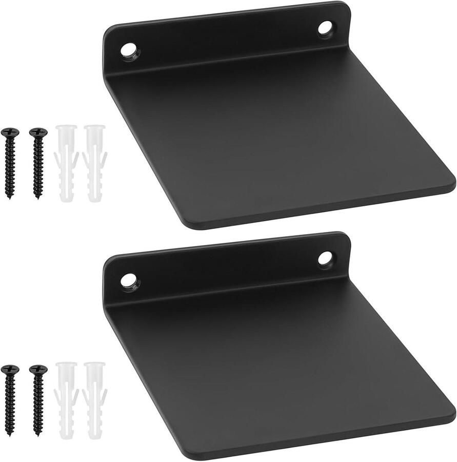 Allecto plus Set van 2 zwarte wandplanken Mini wandplanken Zwevende planken voor muur Kinderkamer Boekenplankdecoratie Keuken badkamer woonkamer