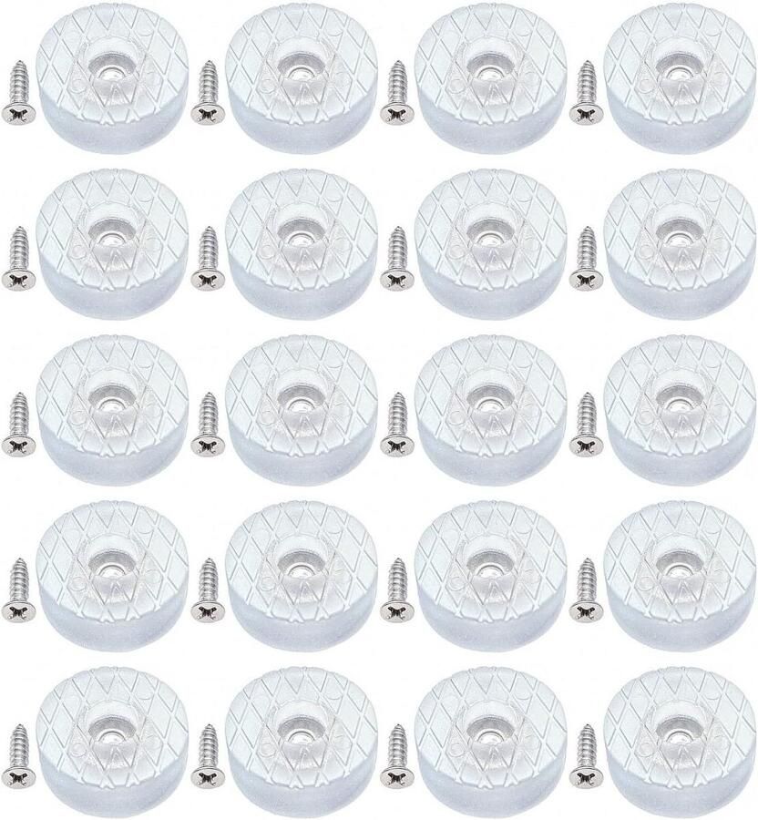 Allecto plus Set van 20 antislip rubberen stoelpootkussens Stoelglijders met siliconenvloerbeschermer en schroeven Geschikt voor tafel- en bankpoten 30mm diameter