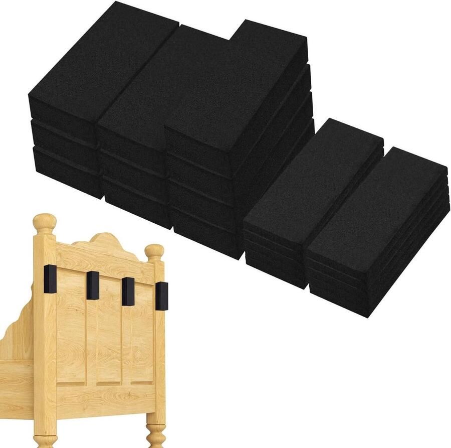 Allecto plus: Set van 20 Hoofdbordstoppers voor Muur en Meubels Zwart Bescherming Bedwand Opvuller Hoofdbord Wandbeschermers met Bedstopper