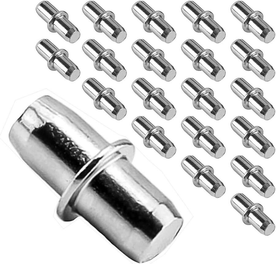 Allecto Plus Set van 20 roestvrije plankdragers met ring 5 mm Voor meubels kasten boekenplanken en rekken