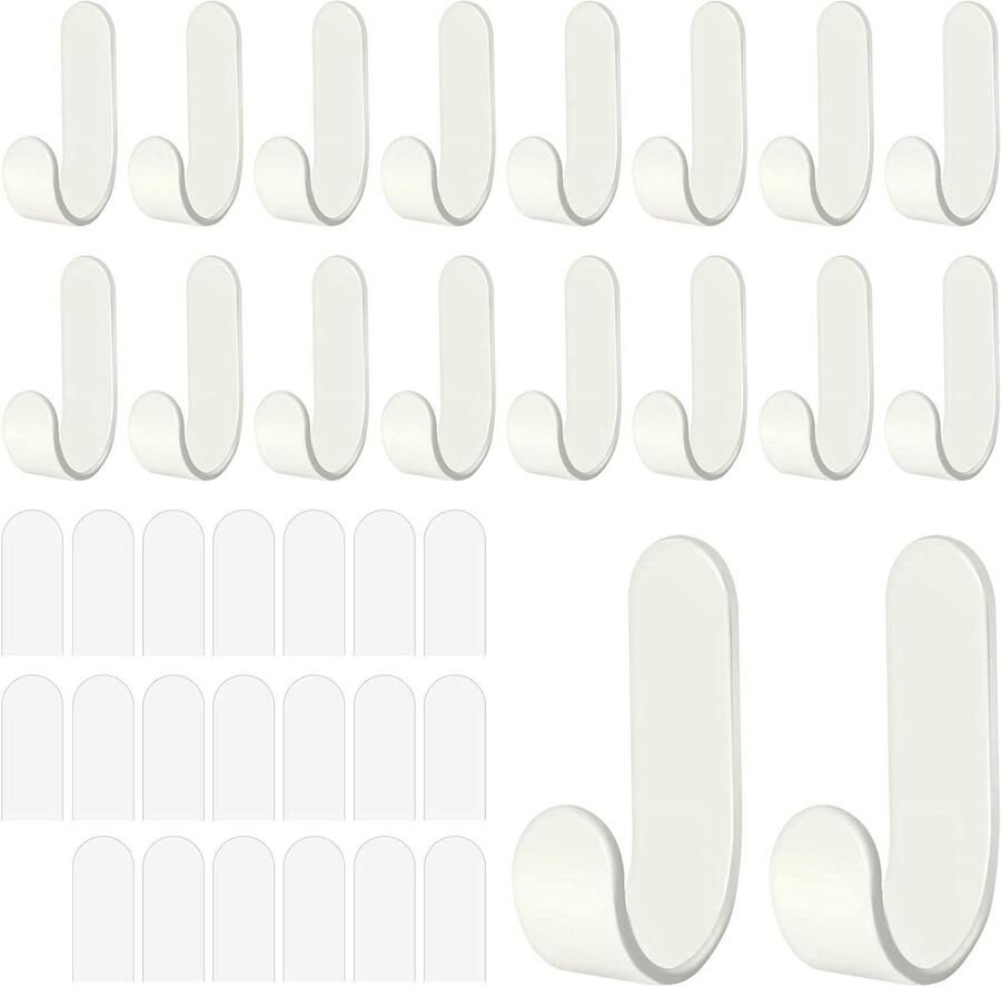 Zelfklevende wandhaken 20 stuks kleine haken voor badkamer toilet keuken garderobe (Beige)