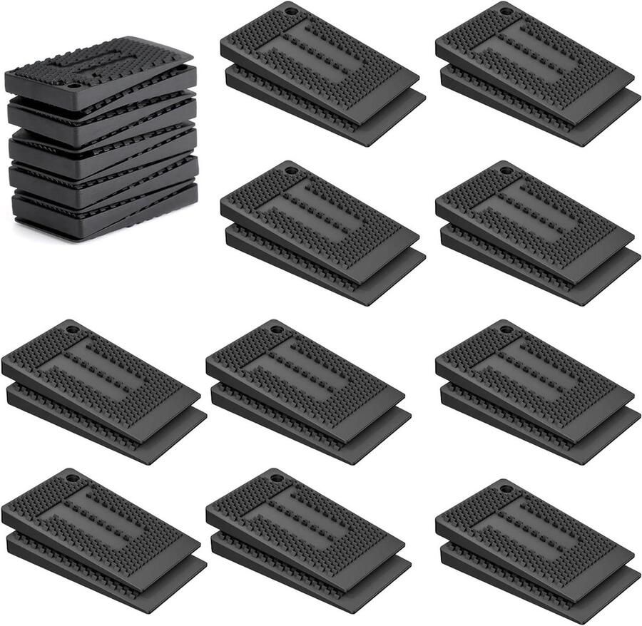 Allecto Plus Set van 20 zwarte rubberen meubelwiggen voor antislip nivellering tafels stoelen kasten DIY accessoires interieur woninginrichting