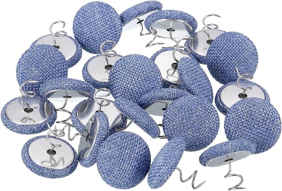 Allecto Plus Set van 24 Bekledingsstiften Twist Pin 20 mm voor Plaid Bedrok en Meubelhoes Zeeblauw