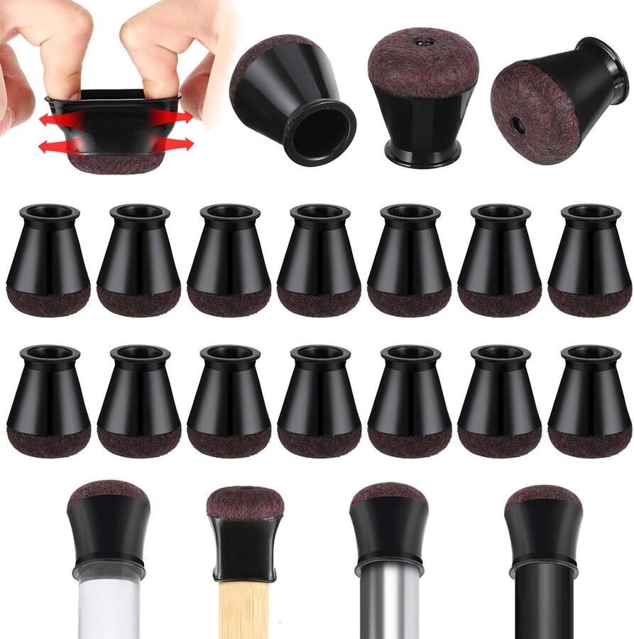 Allecto Plus Set van 24 Stuks Stoelpoot Doppen voor Stoel Dikke Beschermende Doppen voor Kantelende Stoelpoten ter Bescherming van Vloer 14-19mm