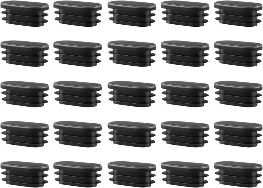 Allecto Plus Set van 25 stuks ovale voetdoppen voor tuinstoelen Beschermdoppen voor ovale buizen (20 x 40 mm) Outdoor stoelpootdoppen