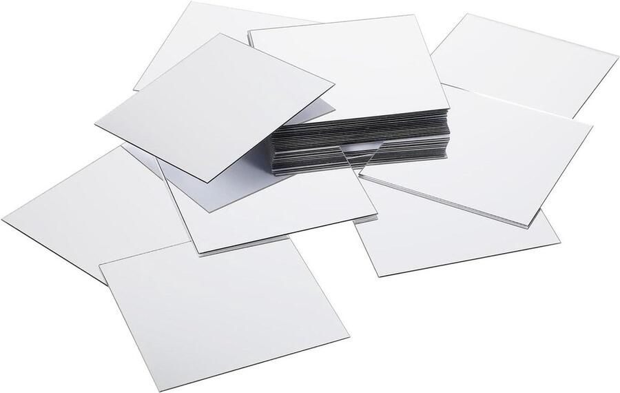 Allecto plus Set van 25 zelfklevende vierkante mini-spiegels van acryl 7 5 cm Decoratieve spiegels voor wand en tafel DIY decoratie en kunstprojecten