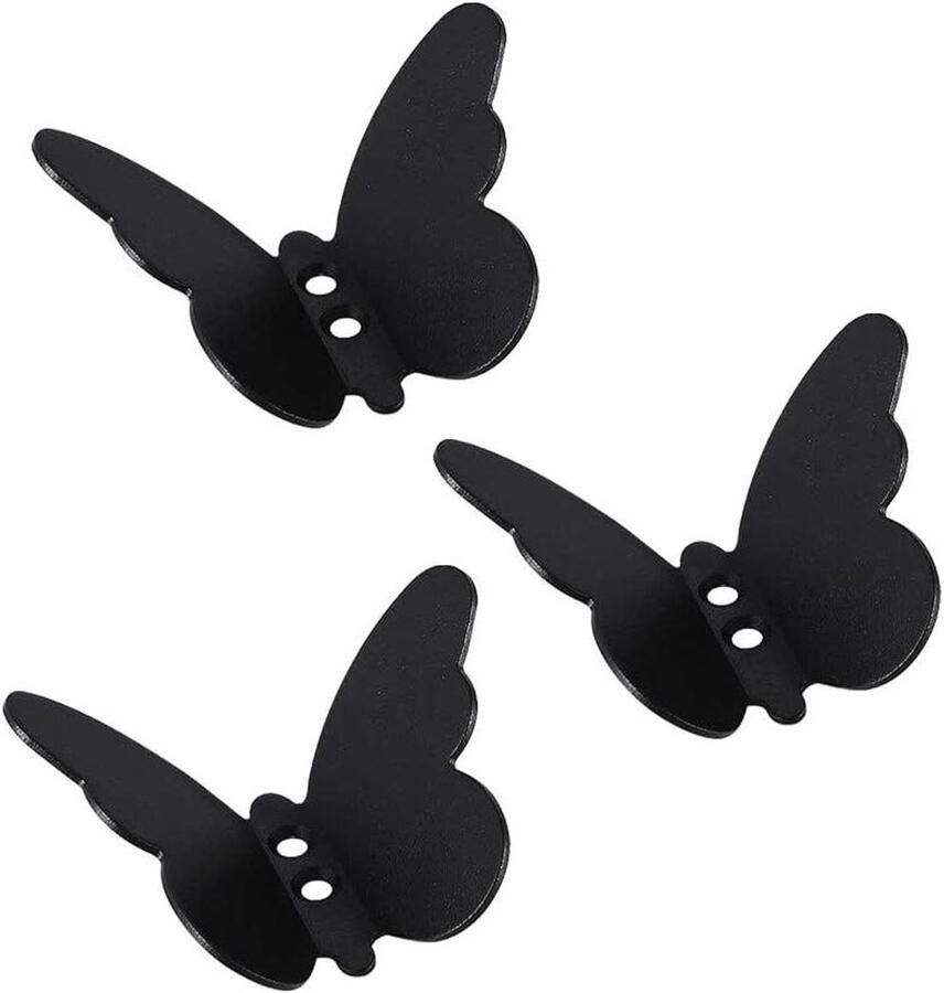 Allecto Plus Set van 3 roestvrijstalen wandhaken voor garderobe en keuken Vlinderhaken Badkamer en toilet Opbergoplossing met stijlvol design