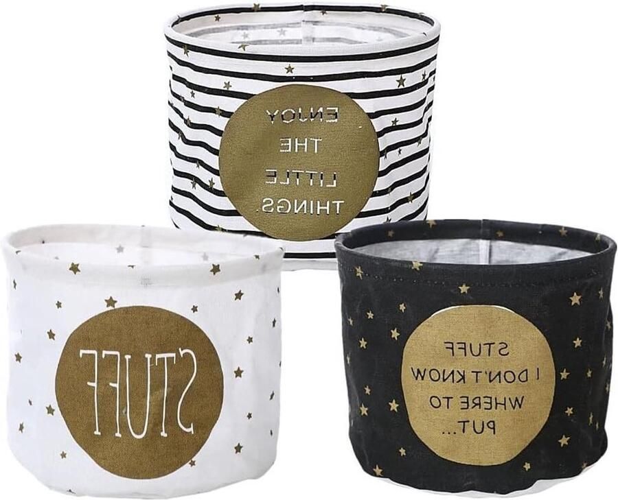 Allecto Plus Set van 3 stoffen opbergmanden Waterdichte organizer voor thuis kinderkamer Bureau- en badkamerkast 20 x 20 x 15 cm