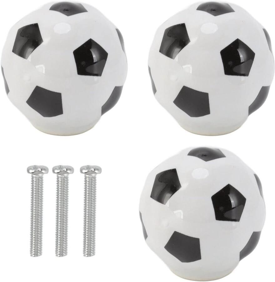 Allecto plus Set van 3 voetbalkastknoppen balsportthema keramische handgrepen