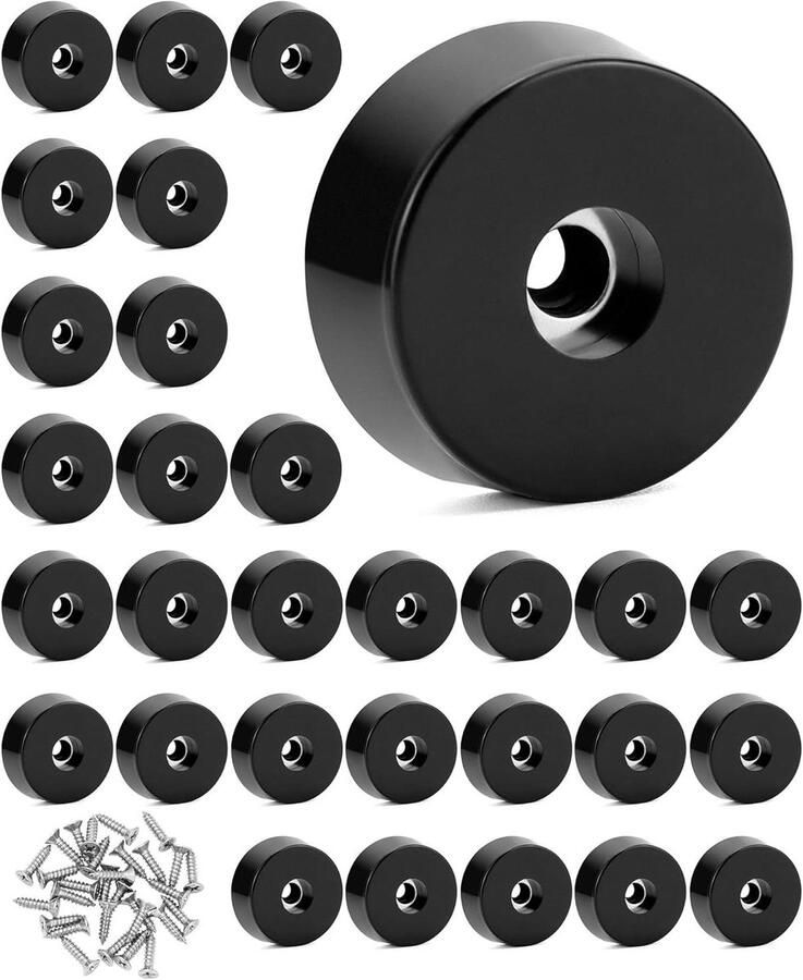 Allecto plus Set van 30 Rubberen Voeten met Roestvrijstalen Schroeven Antislip Meubelpootbeschermers voor Tafels en Stoelen- 25 x 23 x 9 mm