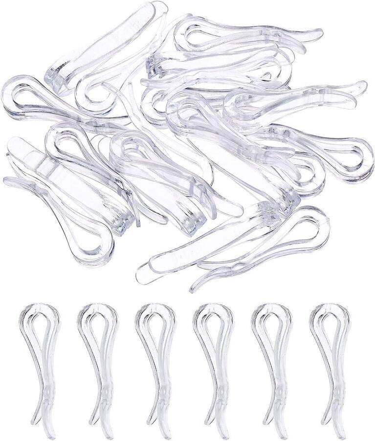 Allecto plus Set van 30 transparante U-vormige krokodillenclips voor kleding Kledingknijpers voor sokken broeken stropdassen overhemden 3 8 cm