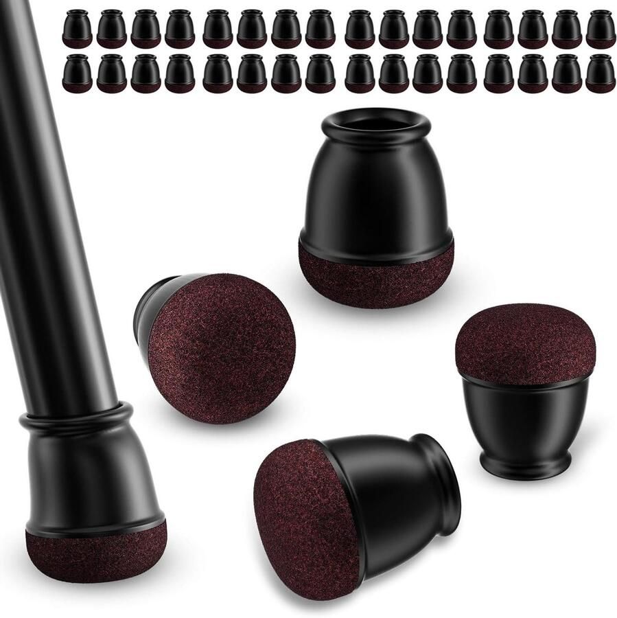 Allecto plus Set van 32 siliconen stoelpootdoppen rond Ø 10-15 mm zwart