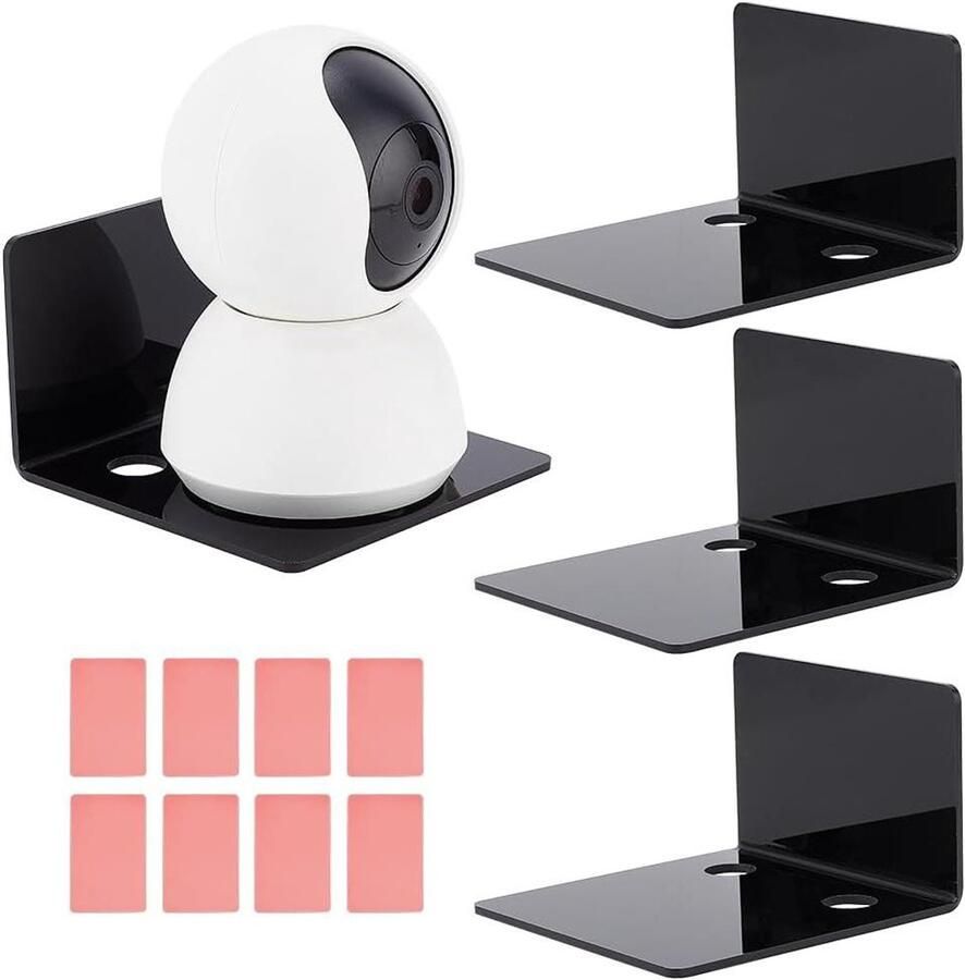 Allecto plus Set van 4 acryl 10 cm mini zwevende wandplanken Zelfklevende tentoonstellingsvlakken voor beveiligingscamera's