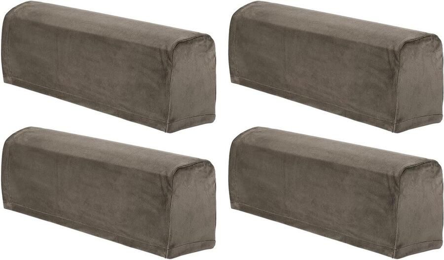 Allecto plus Set van 4 Armleuningbeschermers voor Elastische Banken Kaki Krasbestendig Stoelen Banken Armleuningen Bescherming tegen Slijtage Huisinrichting