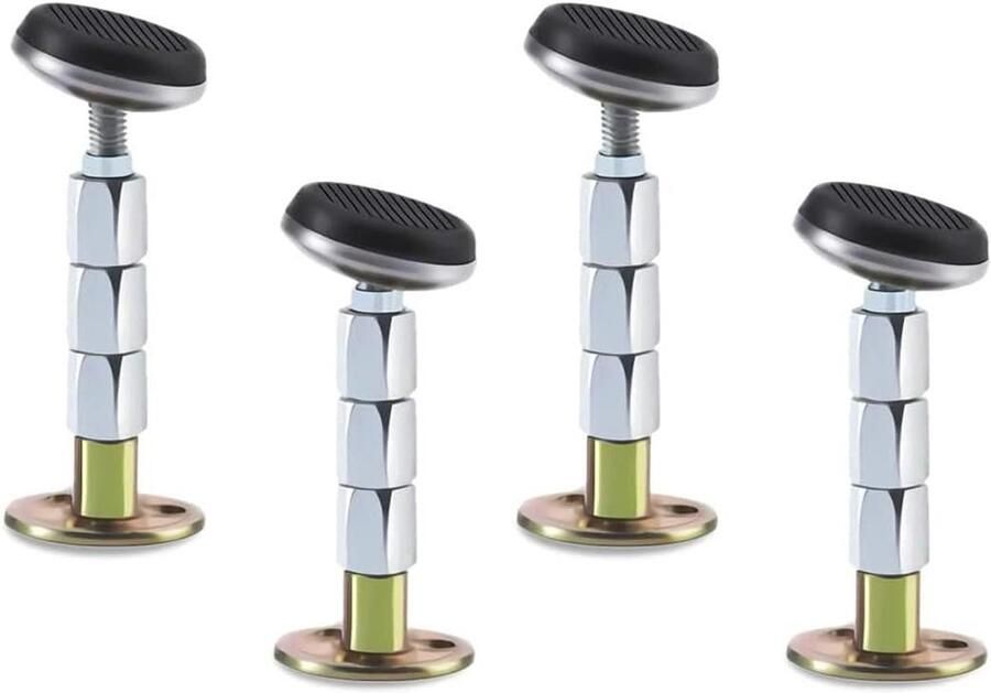 Allecto Plus Set van 4 bedframe stabilisatietools voor anti-trillingsnachtkastjes verstelbare schroefdraad fixator met draaibare kop voor bedframes bedsteun wandhouder (80-105 mm)