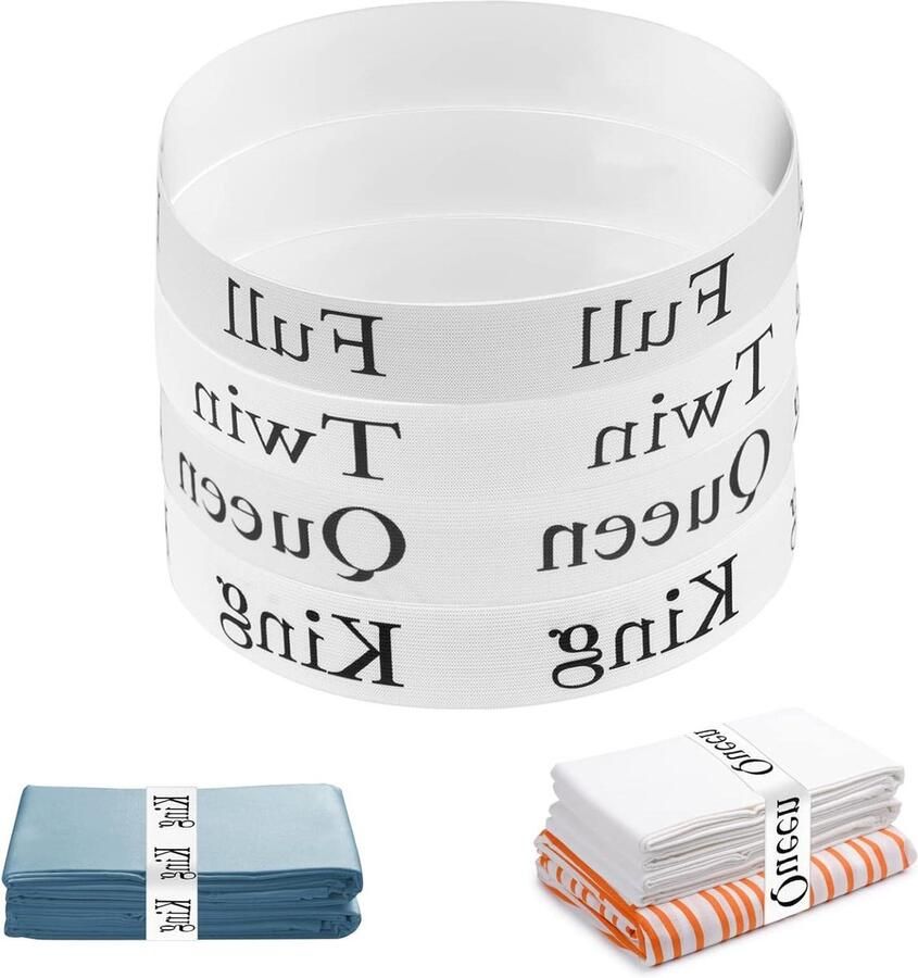 Allecto Plus Set van 4 Bedlaken Organizers voor Kasten Elastische Bands Opbergsysteem voor Beddengoed Voor King Twin Full en Queen Bedden Organisatie van Lakens en Dekbedden