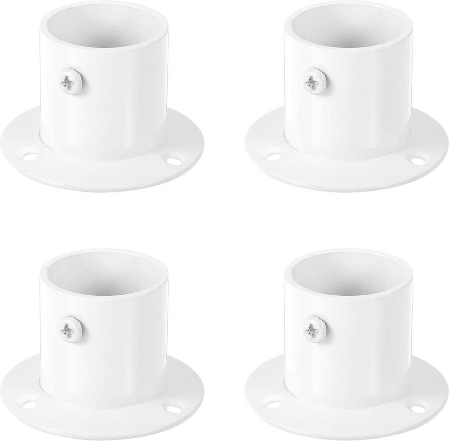 Allecto plus Set van 4 flensstanghouders van roestvrij staal voor kledingkasten en douchecabines