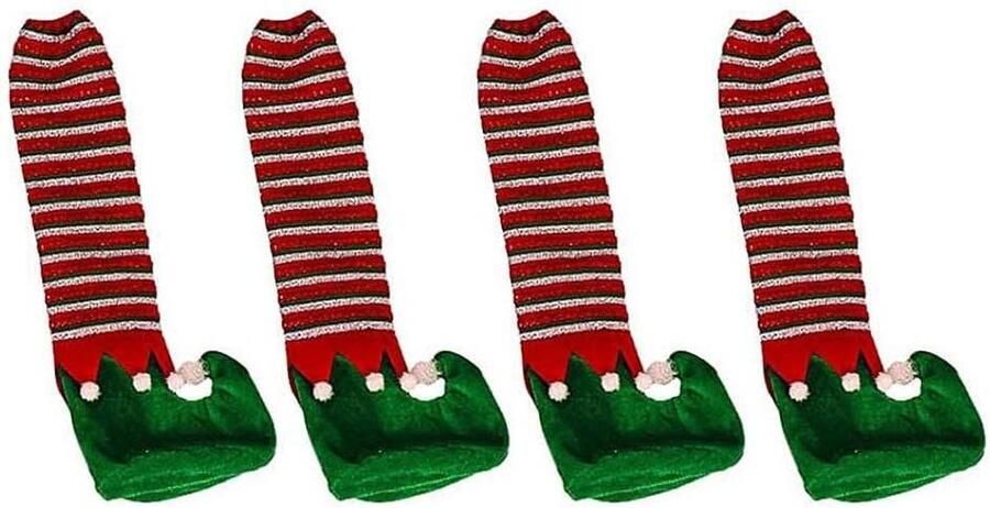 Allecto Plus Set van 4 gestreepte stoelpootbeschermers voor Halloween en Kerstmis met tafelbeenafdekking Stoelvoetbeschermers voor tafels en stoelen met mouwen Meubelpoten stof Tafelpoten afdekking