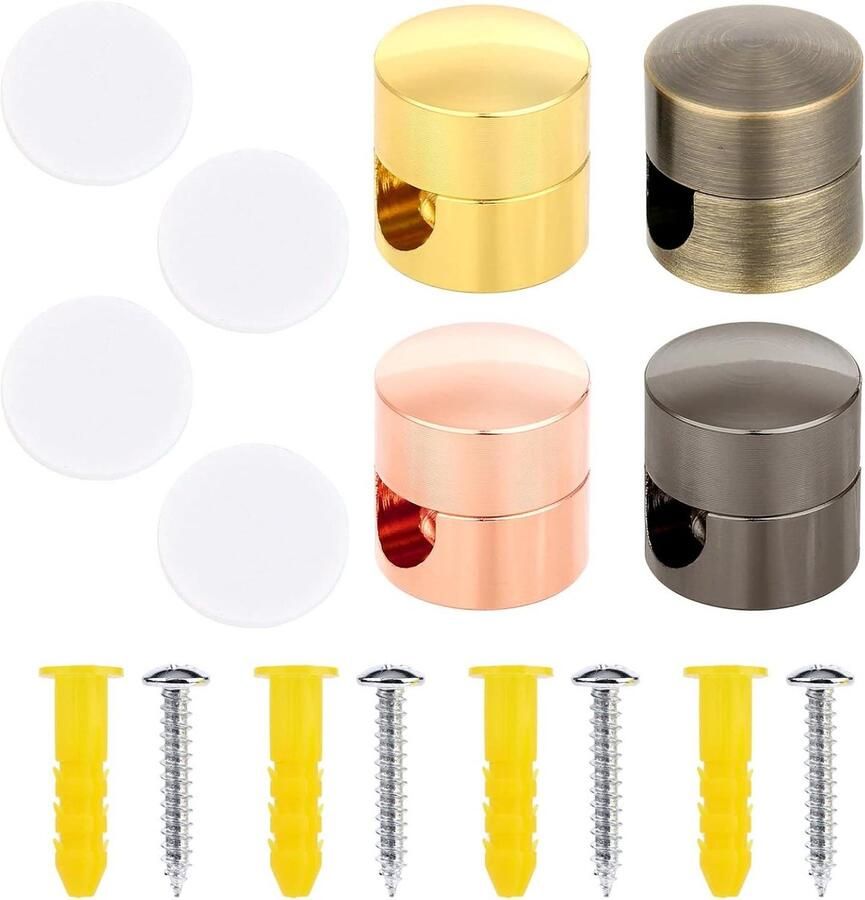 Allecto plus Set van 4 Kabelankers voor Bureau-Organisatie Aluminium Snoerorganizers Metalen Draadklemmen voor Nachtkastjes en Kantoororganisatie