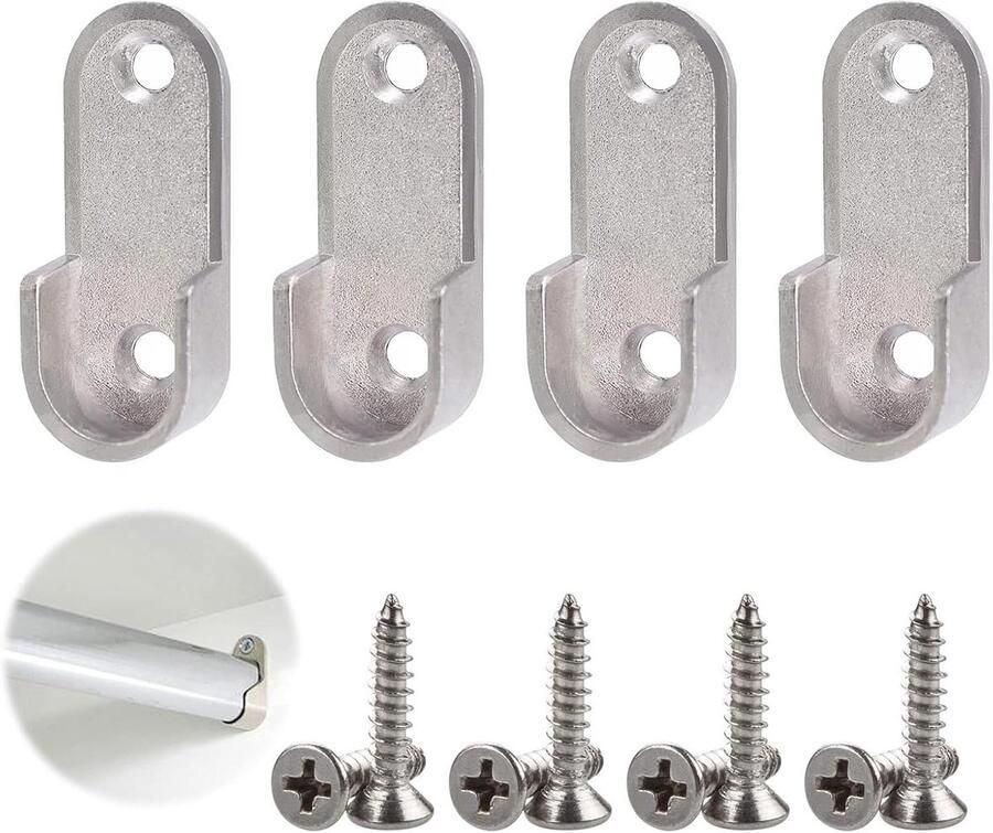 Allecto Plus Set van 4 kastbuishouders voor kledingstang Stanghouder voor gordijnen en kasten Ø 16mm