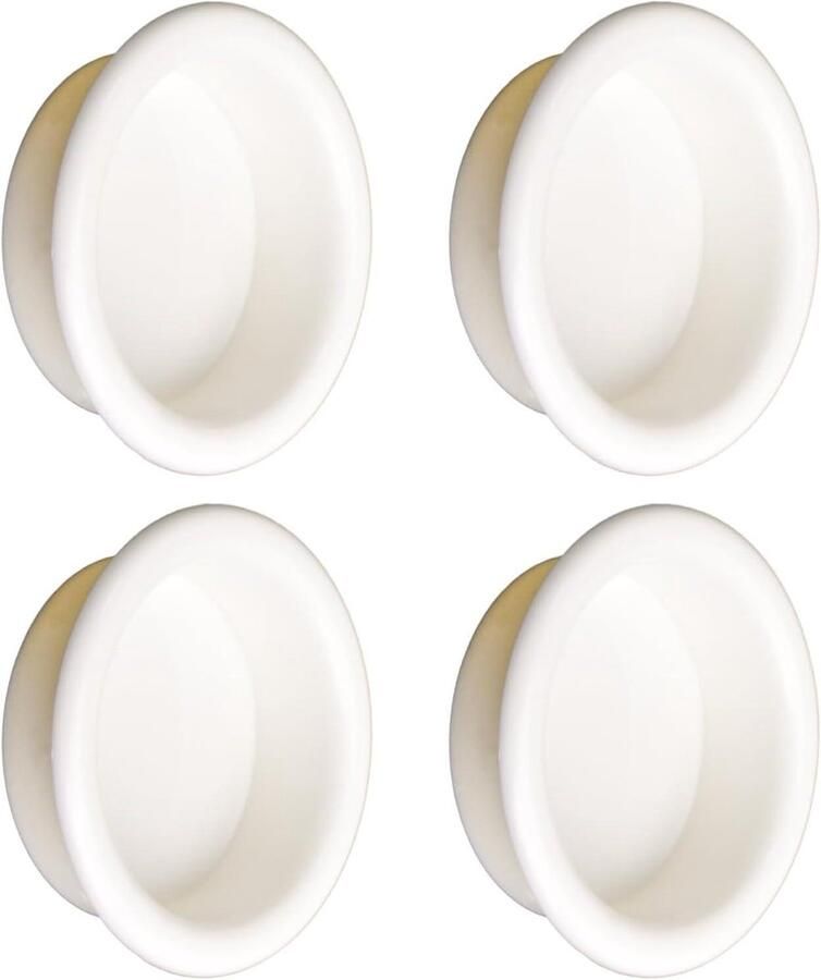 Allecto plus Set van 4 kastdeur vinger trekkers in wit Kunststof schuiftrekken voor keukenkasten Onzichtbare deurgrepen met ronde vorm