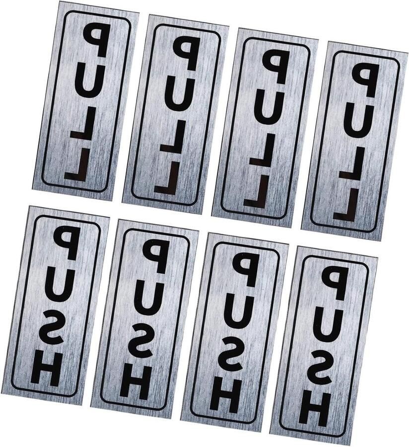 Allecto plus Set van 4 Push Pull Deurborden 5 x 12 7 cm PVC Zelfklevend Waterdicht Verticale Push Pull Sticker Voor Zaken Kantoor Winkel Geschikt voor Glazen Deur Zilverkleurig