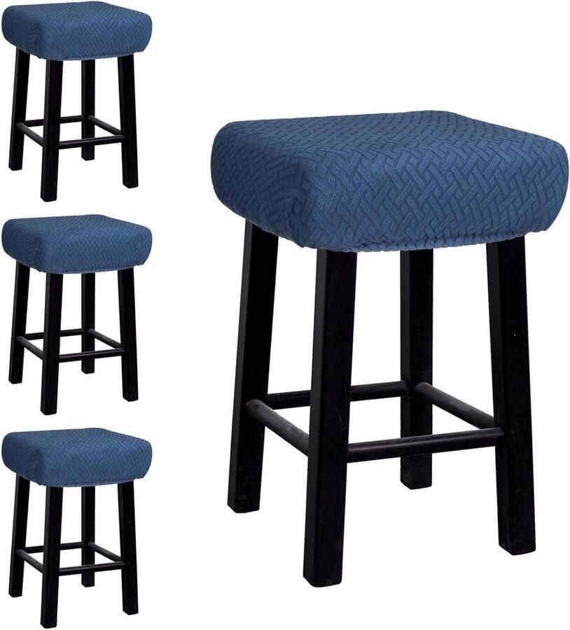 Allecto plus Set van 4 stoelhoezen voor meubels rechthoekig marineblauw bescherming tegen krassen