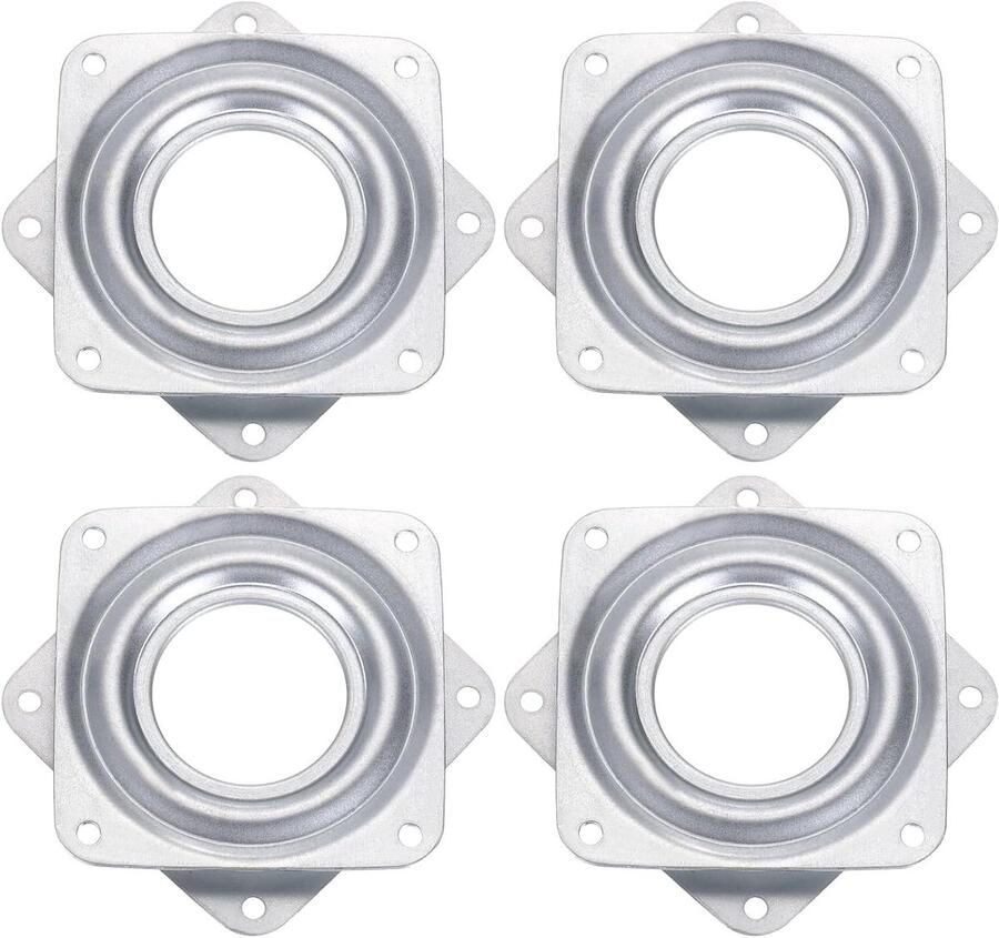 Allecto plus Set van 4 stuks barkrukken 360 graden draaibaar Lazy Susan draaiplateau zilverkleurig