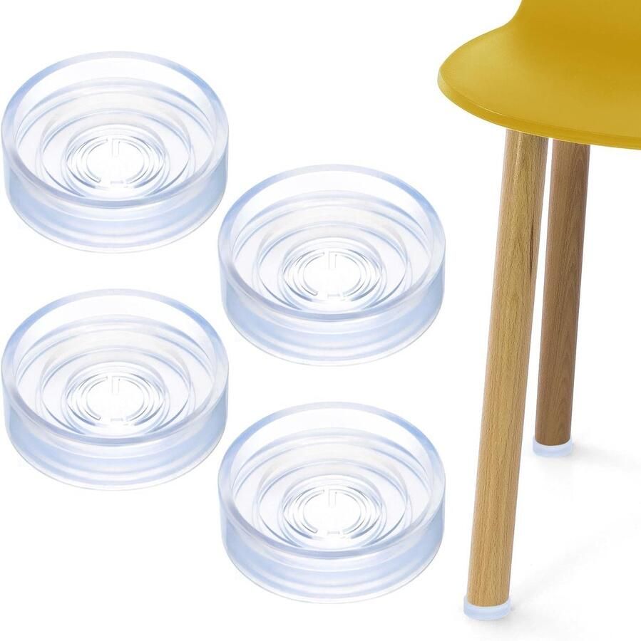 Allecto plus Set van 4 transparante meubelonderzetters voor houten en stenen vloeren diameters