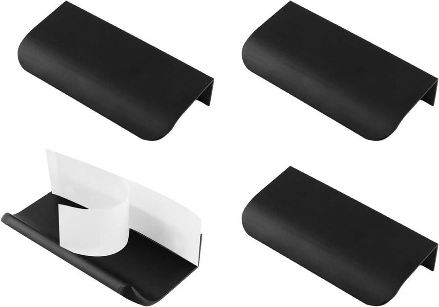 Allecto plus Set van 4 vingerranden zelfklevende lade trekt moderne stijl handvat voor kasthardware zwart 80 mm. Met zoekwoorden: vingerranden zelfklevende trekt moderne stijl