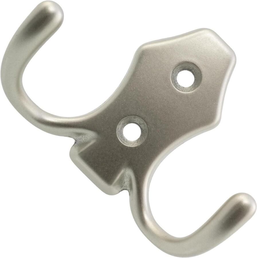 Allecto plus Set van 4 wandhaken met dubbele ophanging Metaal Satijn zilver Geschikt voor kapstok hoed handdoek douche toilet