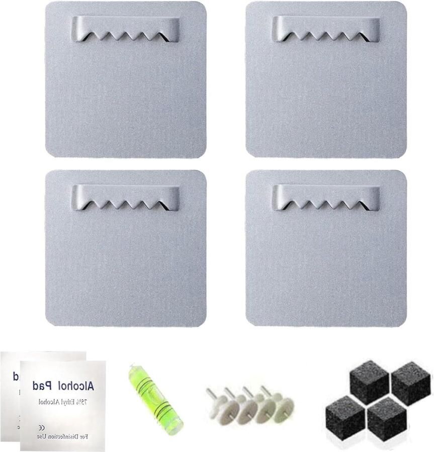 Allecto Plus Set van 4 zelfklevende fotohaken voor het ophangen van zware spiegels en foto's zonder boren