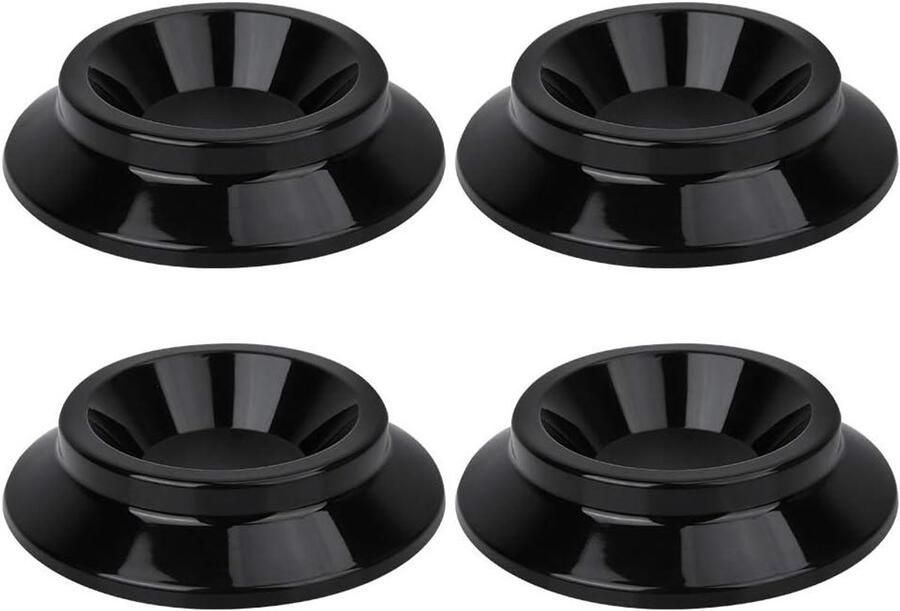Allecto Plus Set van 4 Zwarte Meubelonderzetters voor Ronde Meubels en Pianobenen met Zwenkbekers en Vloerpads Vloerbeschermers voor Meubelpoten en Vloeren