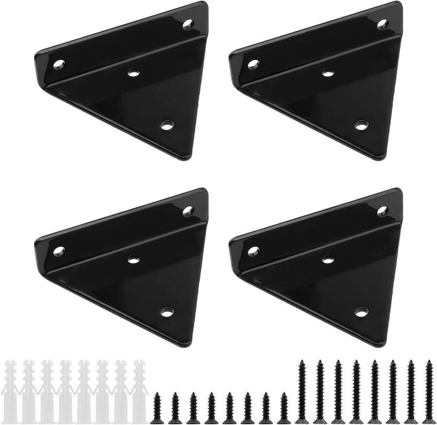 Allecto plus Set van 4 Zwevende Plankhouders Zwart 10 cm Onzichtbaar Wandrek Plankdragers voor Opbergrek en Boekenkast Keukenrekken Ophangsysteem